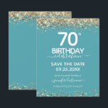 70. Geburtstag Save the Date Einladung<br><div class="desc">Eleganter Imitat Gold Glitzer mit schimmernden Konfetti Highlights auf der Ober- und Untergrenze. Alle Texte sind individuell einstellbar und lassen sich für Ihr eigenes Party leicht ändern. Sehr elegantes Design aus dem 70. Jahrhundert.</div>