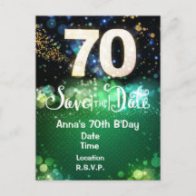 70. Geburtstag Save-the-Date Grün Postkarte