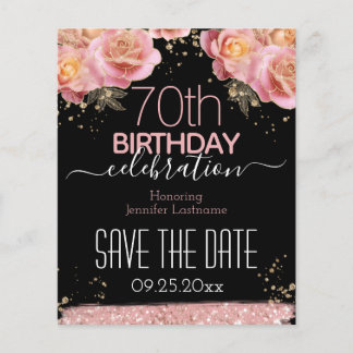 70. Geburtstag Save the Date rosa Blumenbudget