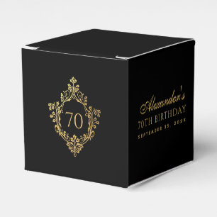 70. Geburtstag Schwarz Faux-Gold Vintage verzierte Geschenkschachtel