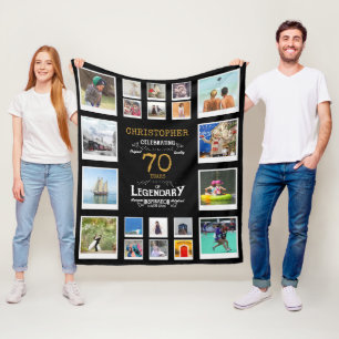 70. Geburtstag Schwarz Gold Legendär 20 Foto Fleecedecke