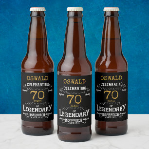 70. Geburtstag Schwarz Gold Legendär Lustig Bierflaschenetikett