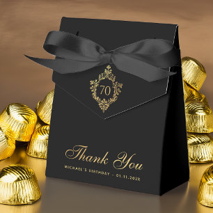 70. Geburtstag Schwarz Gold Wappen Vintage Elegant Geschenkschachtel