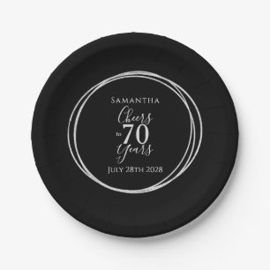 70. Geburtstag Schwarz Silber Prost 70 Jahre Party Pappteller