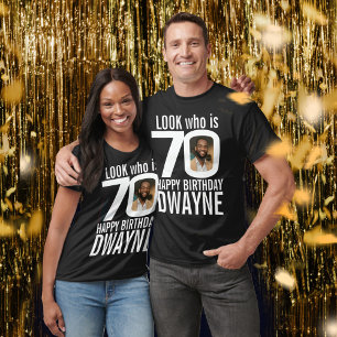 70. Geburtstag Schwarz-weiß aussehen, mit 70 Foto- T-Shirt