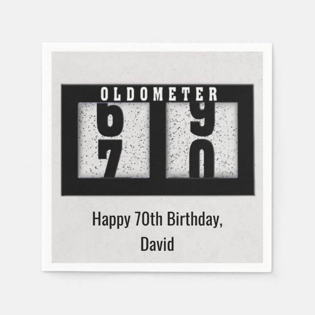 70. Geburtstag Schwarzer Kilometerzähler Serviette (Vorderseite)