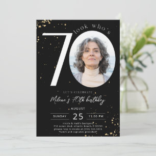 70. Geburtstag Schwarzes Gold Einladungs-Card-Foto Einladung