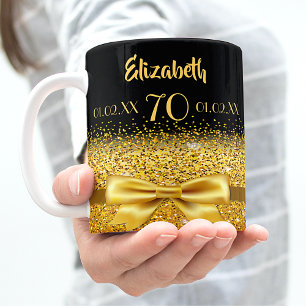 70. Geburtstag schwarzes Gold eleganter Name Klass Kaffeetasse