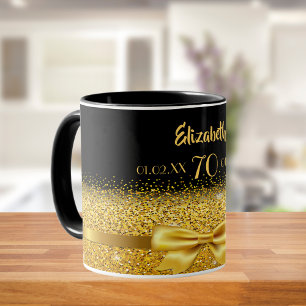 70. Geburtstag schwarzes Gold eleganter Name Klass Tasse