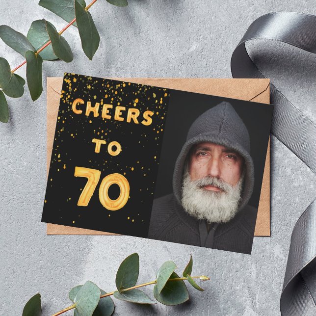 70. Geburtstag Schwarzes Gold Foto jubeln Einladung (Von Creator hochgeladen)