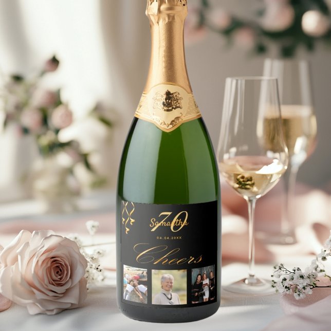 70. Geburtstag Schwarzes Gold-Juers-Script-Foto (Von Creator hochgeladen)