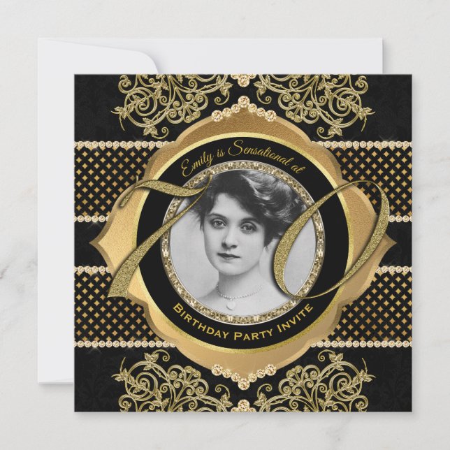 70. Geburtstag Seventieth Gold Diamond Foto Rahmen Einladung (Vorderseite)
