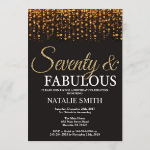 70. Geburtstag siebzig und fabelhafter GoldGlitzer Einladung