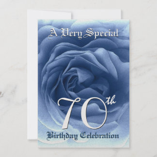 70. Geburtstag Soft Blue Rose Metallic Paper Einladung