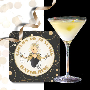 70. Geburtstag Toast für ihr Gold Schwarz fabelhaf Rechteckiger Pappuntersetzer