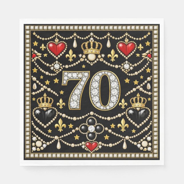 70. Geburtstag Tudor-inspirierter Schmuck Geschenk Serviette (Vorderseite)