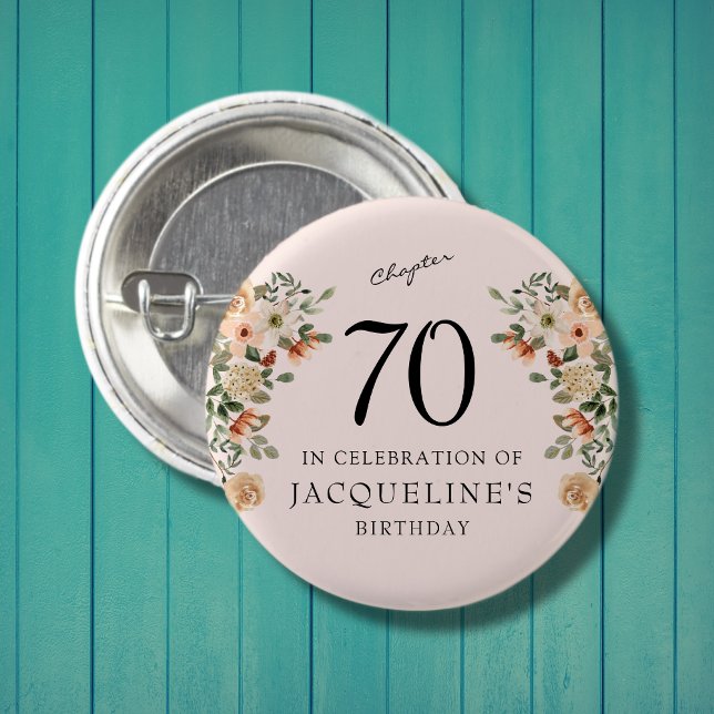 70. Geburtstag Vintag Button (Celebrate that 70th Birthday with these personalized pin button badges.)