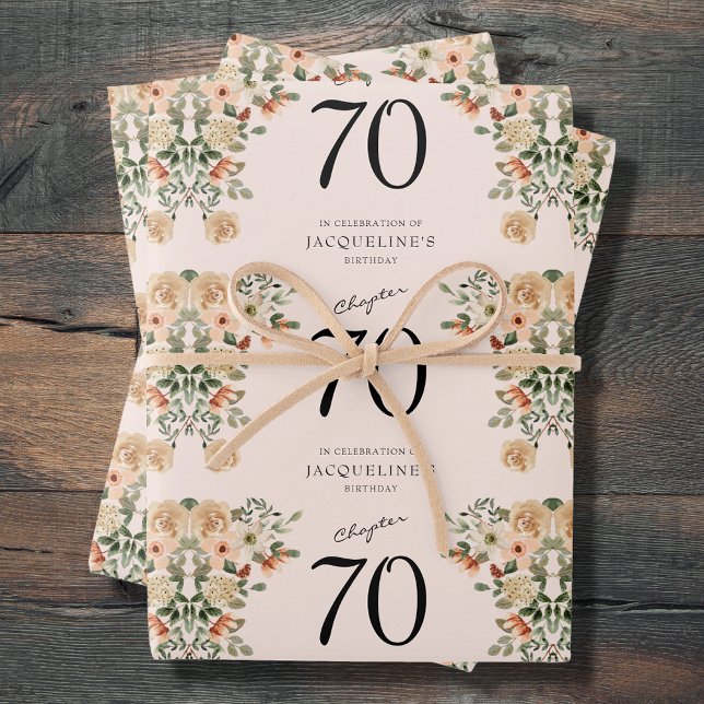 70. Geburtstag Vintag Geschenkpapier Set (70th Birthday Vintage Floral Wrapping Paper Sheets.
Throwback to a time of elegance and charm.)