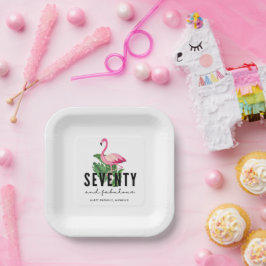 70. Geburtstag von Fabulous Pink Flamingo Pappteller