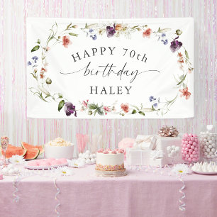 70. Geburtstag Weibliche Wildblumen Floral Banner