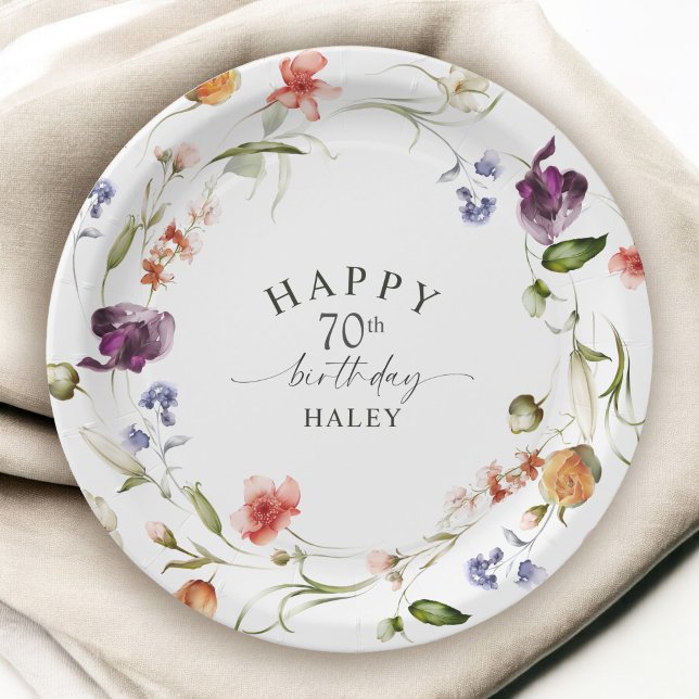 70. Geburtstag Wildblumen Aquarell Blumen Pappteller (Von Creator hochgeladen)