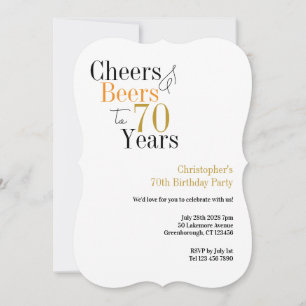 70. Geburtstags Cheers und Beers Minimal-Party Einladung