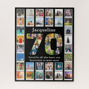 70. Geburtstags-Familienfoto-Vorlage Schwarz Puzzle