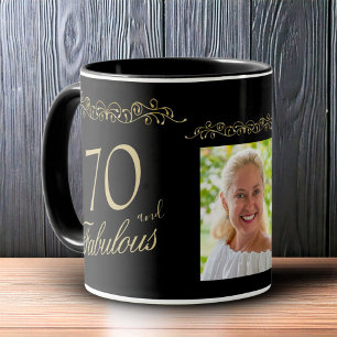 70. Geburtstags-Foto mit fabelhaften Ornamenten Tasse