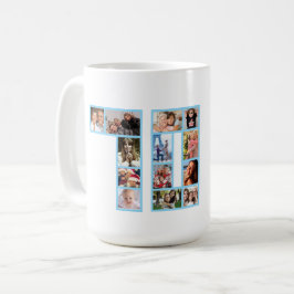 70. Geburtstags-Fotocollage Blau  Kaffeetasse