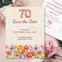 70. Geburtstags-Gartenparty - Florale Save-the-Dat