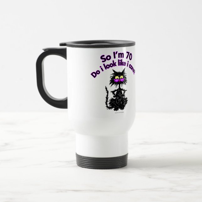 70. Geburtstags-Katzen-Geschenke Reisebecher (Links)