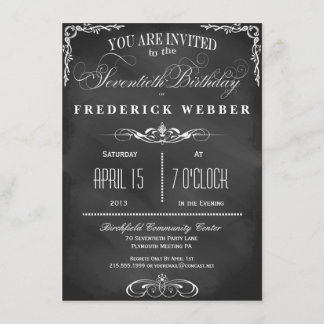 70. Geburtstags-Tafel-Typografie-Party laden ein Einladung