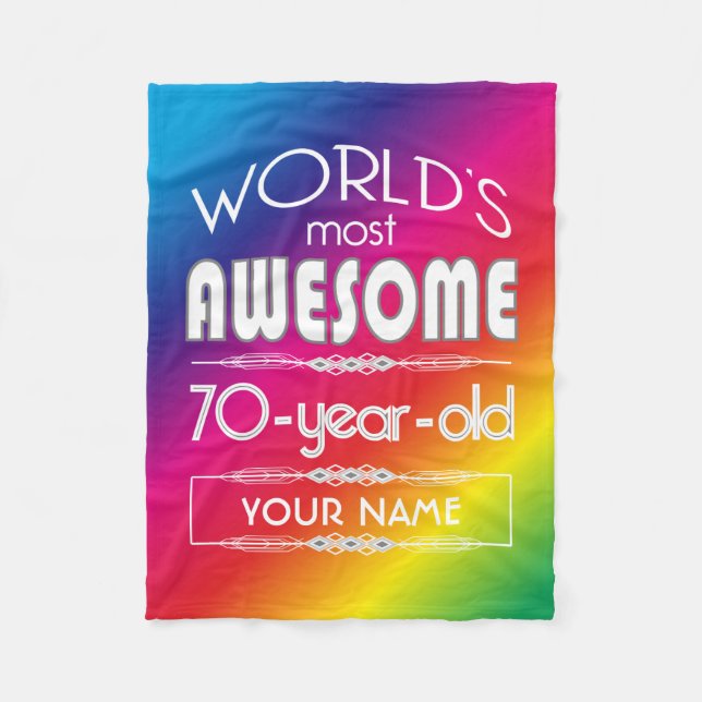 70. Geburtstags-Weltbester fabelhafter Regenbogen Fleecedecke (Vorderseite)