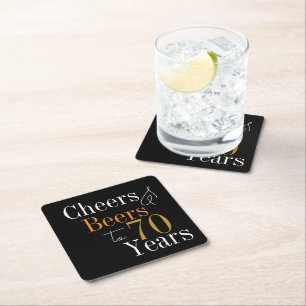 70. Geburtstagsbier und Cheers Black Gold Party Rechteckiger Pappuntersetzer