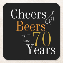 70. Geburtstagsbier und Cheers Black Gold Party Rechteckiger Pappuntersetzer
