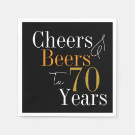 70. Geburtstagsbier und Cheers Black Gold Party Serviette