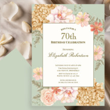 70. Geburtstagseinladung Herbstfarben Floral Sage