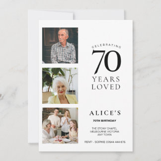 70. Geburtstagseinladung mit Foto, minimal schlich Einladung