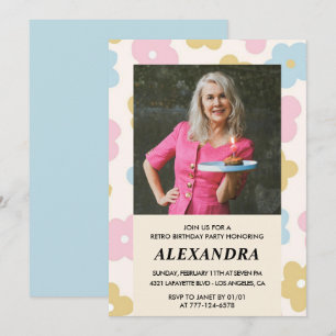 70. Geburtstagseinladung Retro Groovy Floral Niedl Einladung