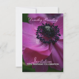 70. Geburtstagsfeier Anemone Custom Invite 2 Einladung