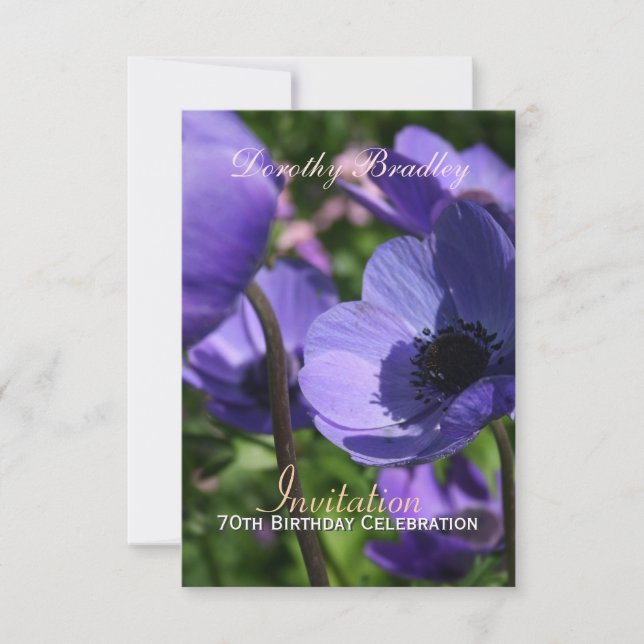 70. Geburtstagsfeier Anemone Custom Invite Einladung (Vorderseite)