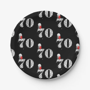 70. Geburtstagsfeier Ballons auf schwarz Pappteller