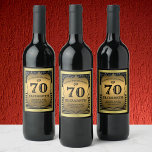 70. Geburtstagsfeier Black & Gold Standards Weinetikett<br><div class="desc">70. Geburtstagsfeiern können Zeiten des Vergnügens und der Möglichkeiten,  große Erinnerungen zu schaffen. Diese Vintagen Retro-Etiketten aus schwarz und goldfarbenen Flaschen tragen zur Eleganz der Feier bei. Der Text wird einfach mit der bereitgestellten Vorlage bearbeitet.</div>