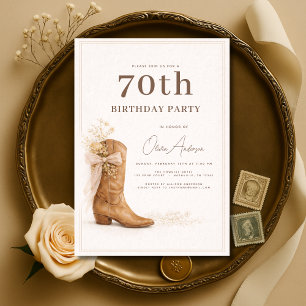 70. Geburtstagsfeier Cowgirl Floral Party Einladung