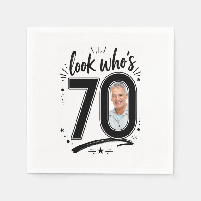 70. Geburtstagsfeier-Fotorahmen Serviette (Vorderseite)