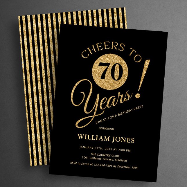 70. Geburtstagsfeier Gold Schwarz Einladung (Von Creator hochgeladen)