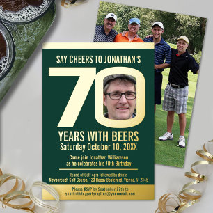70. Geburtstagsfeier Golf Biere grün gold Fotos Folieneinladung