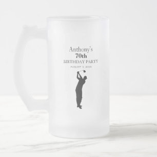 70. Geburtstagsfeier Golfer Schwarz Par Siebziger Mattglas Bierglas
