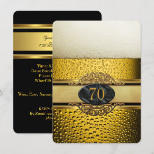 70. Geburtstagsfeier Mans Beer Black Gold Einladung