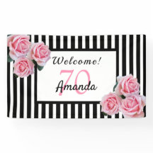 70. Geburtstagsfeier Schwarz-weiße Streifen Flora